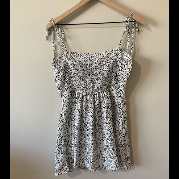 SHEIN Knot Strap Shirred Back Dalmatian Print Slip Dress - Picture 7 of 11